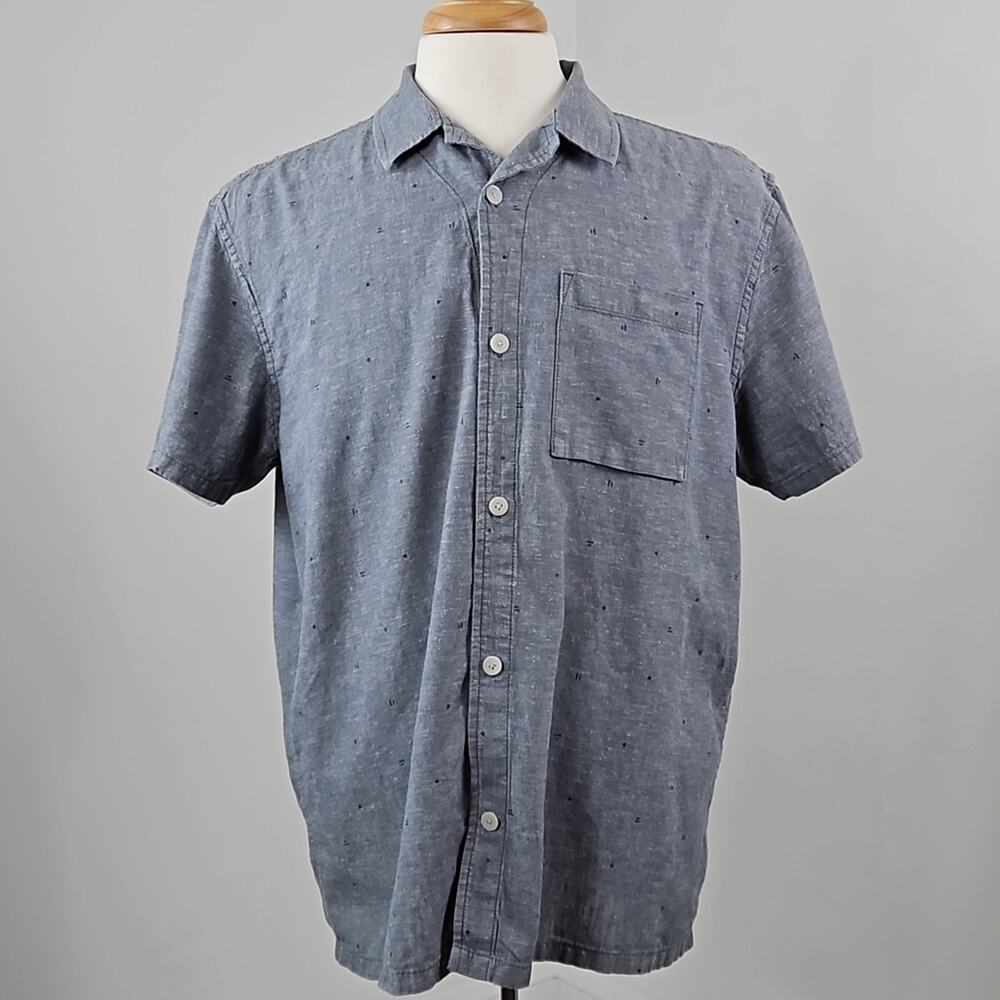 REI Co-Op Hemp Organic Cotton Button-Up Short-Sleeve Blue Shirt‎ | Men's Large